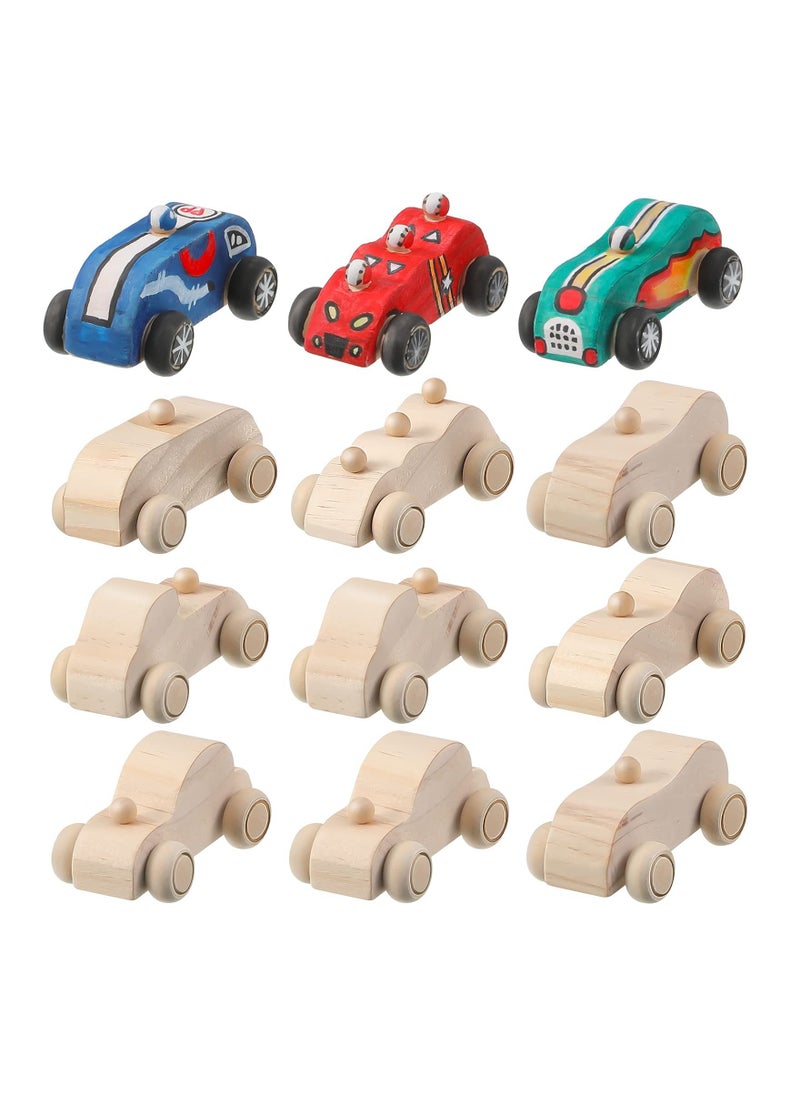 KASTWAVE 12 Pieces Unfinished Wooden Cars, Wood Diy Car Toys Wooden Car Crafts For Students Home Activities, Easy Woodworking And Family Time Set Painting Your Own Wood Car  - Image 1