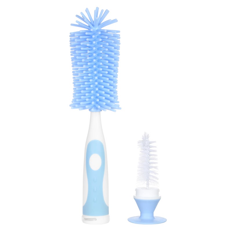 Silicone Bottle Brush: 360 Degree Soft Bristles - Detachable Small Brush Long Non-Slip Handle for Baby Bottle Cleaning, Hard-To-Reach Corners - Image 2
