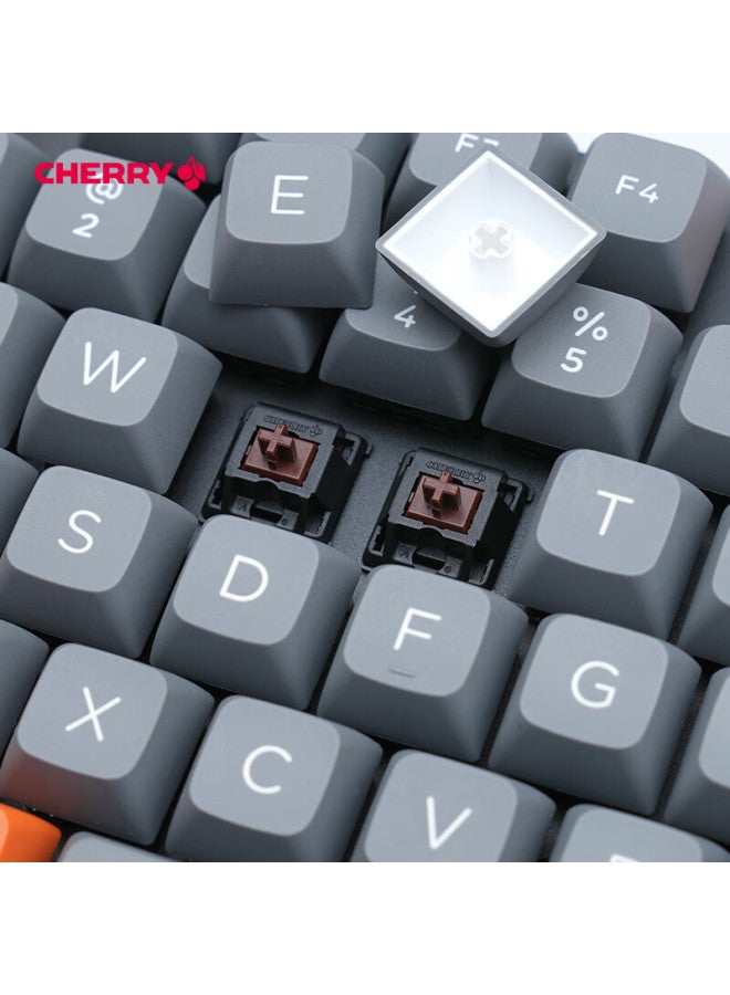 Cherry Kc200 Mechanical Keyboard, Office And Gaming Dual-use Keyboard, Computer Keyboard, Orange-gray Color Scheme Customizable Keyboard, Pbt Keycaps Wired Keyboard, Brown Switches 108 Keys - Image 2