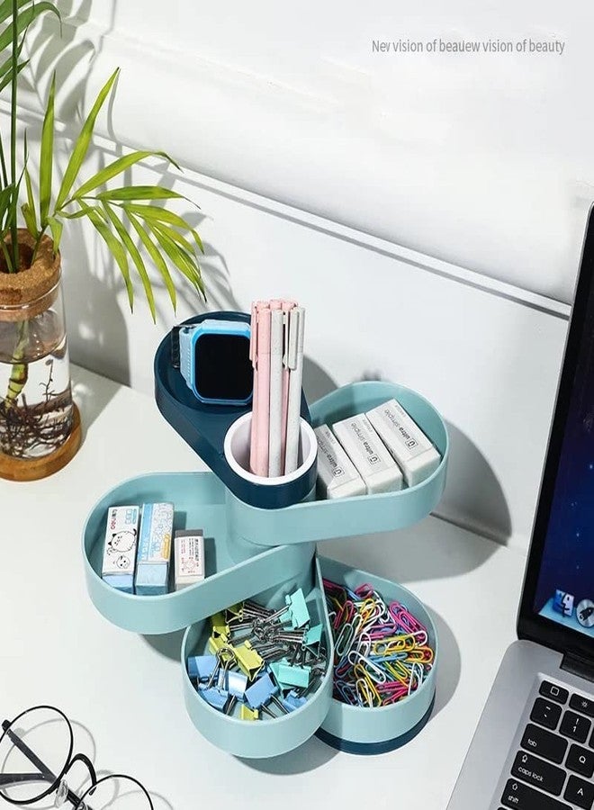 شيري بوكس منظم مجوهرات دوار من CherryBox - علبة تخزين مجوهرات بلاستيكية دوارة بخمس طبقات مع قاعدة مانعة للانزلاق للأقراط والخواتم والدبابيس للنساء - قابلة للدوران 360 درجة وقابلة للحمل (أخضر) - Image 5