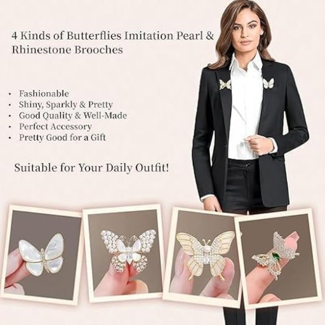 ChicAbode بروشات ودبابيس أنيقة على شكل فراشة، مجموعة مجوهرات وأكسسوارات أنيقة - Image 2
