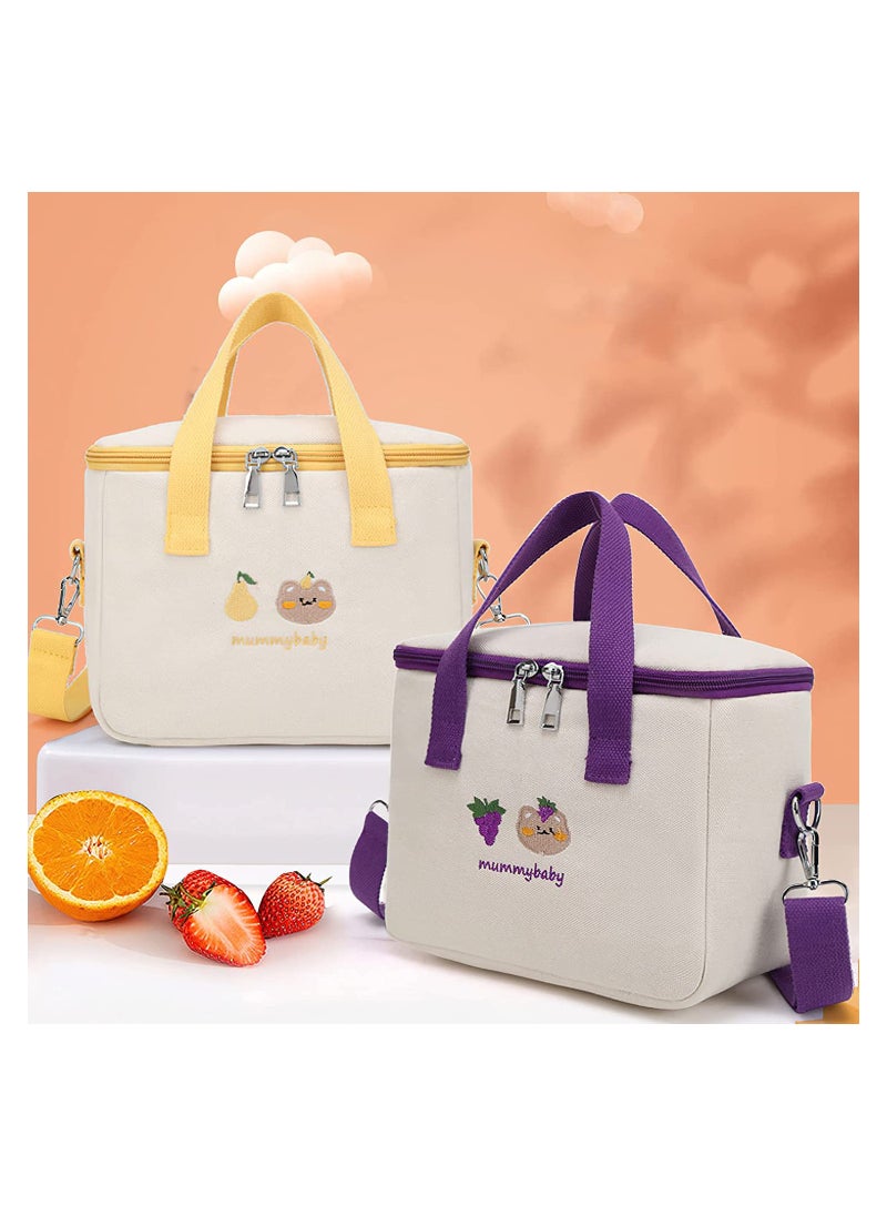 Generic Large Insulated Reusable Lunch Tote Bag Aesthetic Kawaii Style Waterproof Durable for Women Kids Office School Purple  - Image 5
