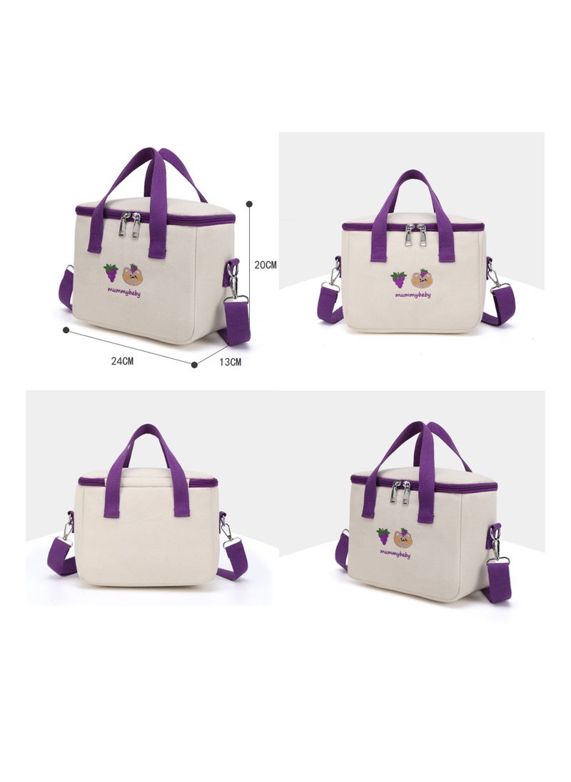 Generic Large Insulated Reusable Lunch Tote Bag Aesthetic Kawaii Style Waterproof Durable for Women Kids Office School Purple  - Image 1