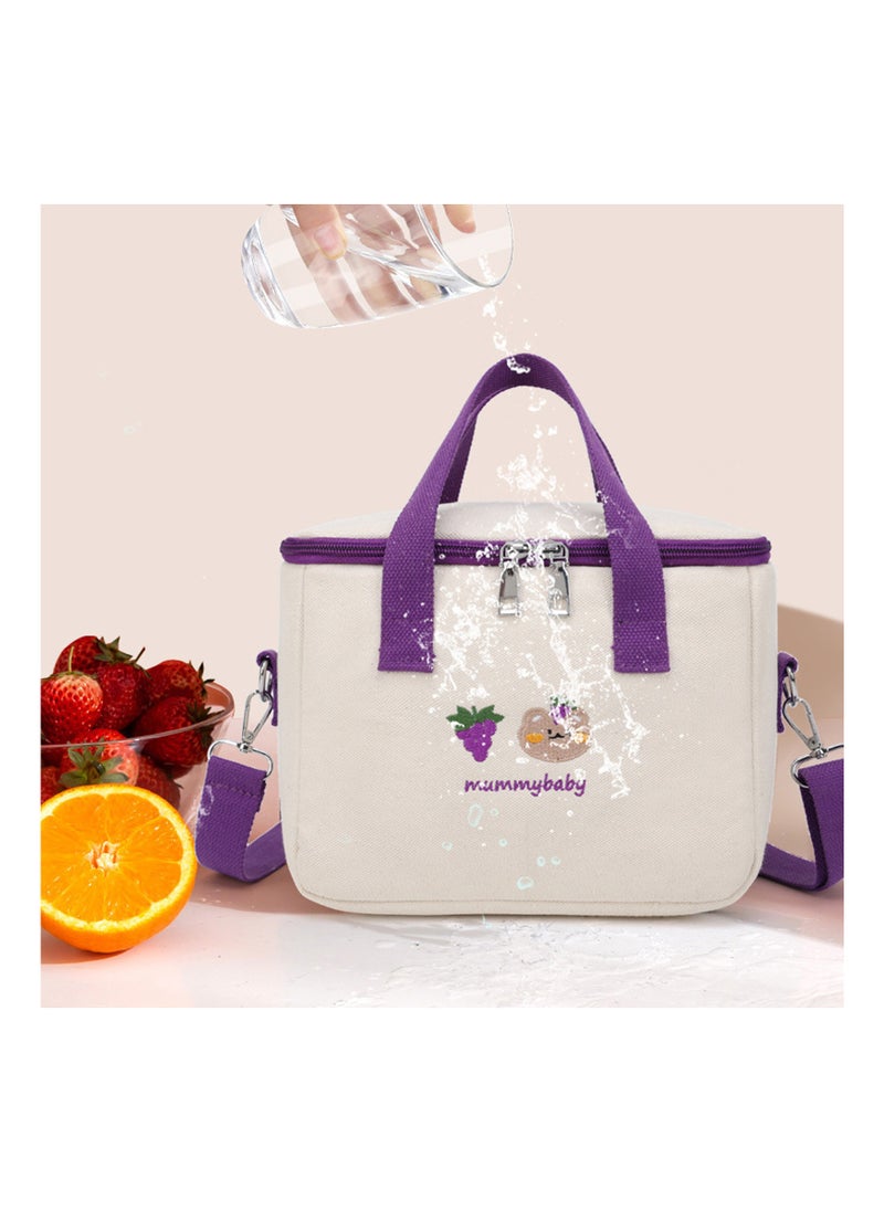 Generic Large Insulated Reusable Lunch Tote Bag Aesthetic Kawaii Style Waterproof Durable for Women Kids Office School Purple  - Image 4
