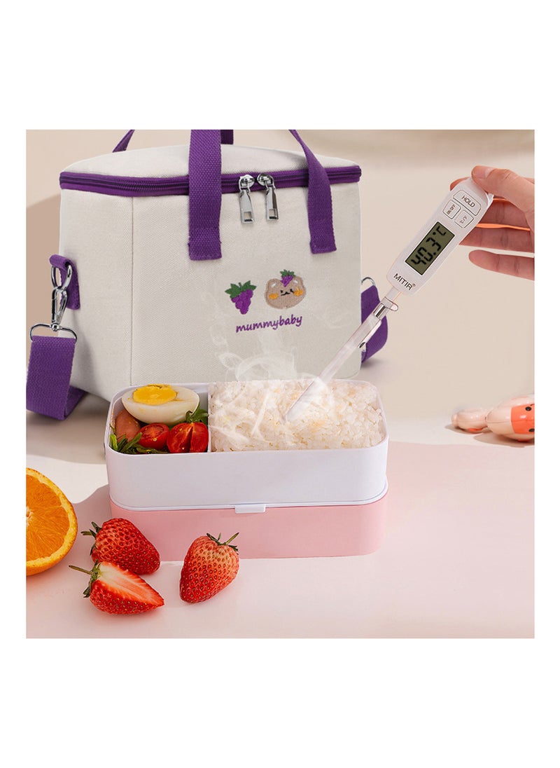 Generic Large Insulated Reusable Lunch Tote Bag Aesthetic Kawaii Style Waterproof Durable for Women Kids Office School Purple  - Image 3