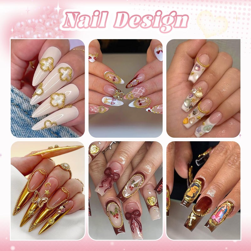 BELLEBOOST 1-3MM Mini Small Nail Beads Metal Caviar Bead Gold Nail Charms and Gems Ball, Nail Chain for Nail Art Accessories Supplies Gold Rhinestones for Women Manicure - Image 4