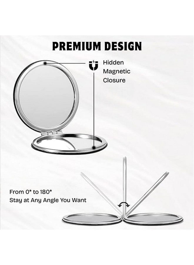 Foldable Designer Mirrors with 2x1 Magnifying Glass, Studded, for Self Grooming, Makeup, Carry in Purses, Handbags, Gift Item - Image 3
