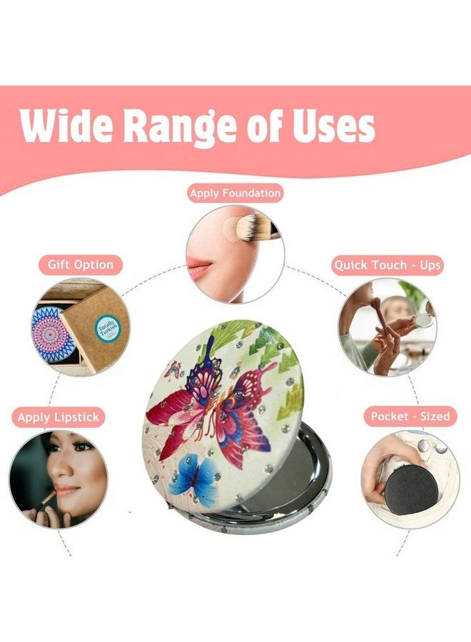 Foldable Designer Mirrors with 2x1 Magnifying Glass, Studded, for Self Grooming, Makeup, Carry in Purses, Handbags, Gift Item - Image 5