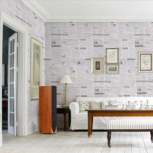 TANONE Newspaper Wallpaper 177 X 236 Newspaper Backdrop Vintage Black and White Contact Paper Peel and Stick Wallpaper Retro for Cabinets Countertops Decorative Gift Wrap Tissue - Image 3