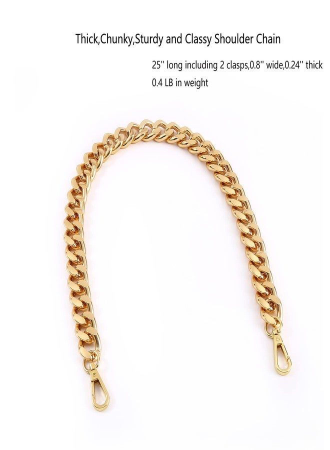 Yichain 25 Inch Trendy Chunky Metal Chain Purse Handle Shoulder Strap Replacement for Handbag (Yellow Gold) - Image 2
