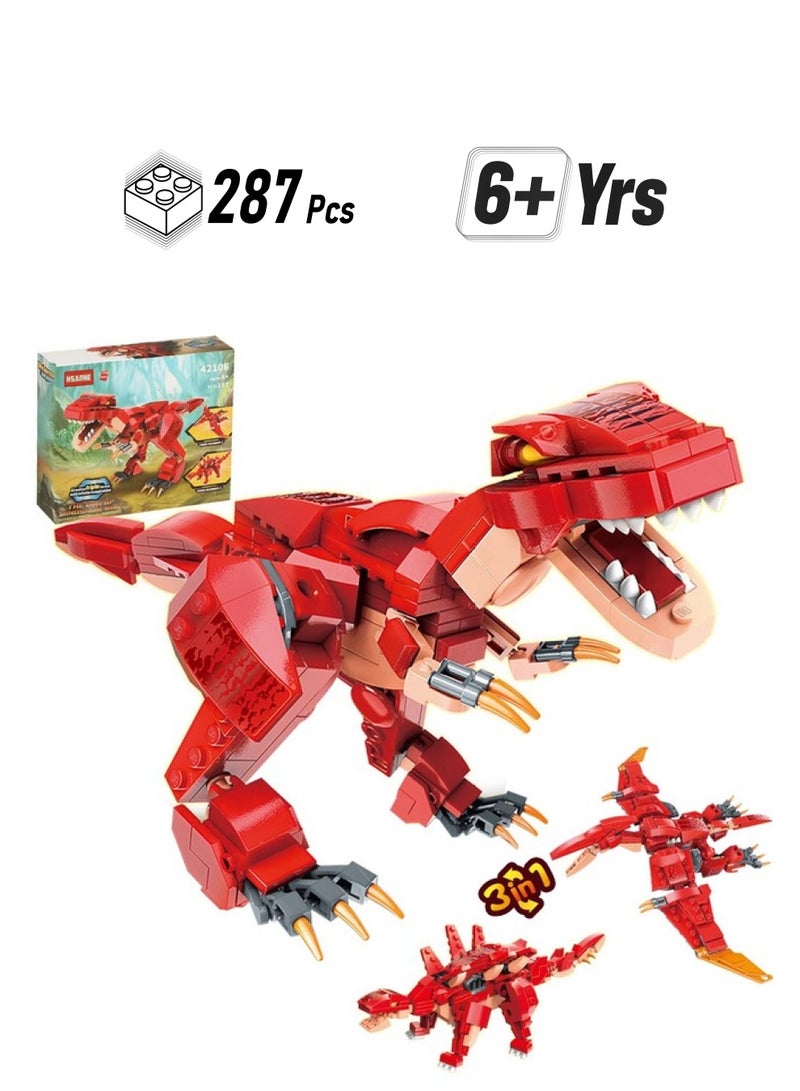 HSANHE Stem 3 In1 Dinosaurs Building Kits 287Pcs, Toys For Kids Age 6-10 Year Old, Educational Building Sets Best Gifts For Boy 6-10 - Image 1