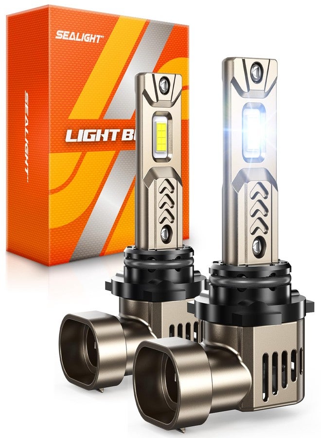 الختم مصابيح SEALIGHT 9006/HB4، 10 مصابيح فائقة السطوع بقوة 45000 لومن، حجم مصباح القيادة L2S 9006 مطابق لمصباح الهالوجين L2S، لون أبيض بارد 6500 كلفن، عمر افتراضي طويل يصل إلى 70000 ساعة مع مروحة تبريد، سهلة التركيب والتشغيل، عبوة من قطعتين - Image 1
