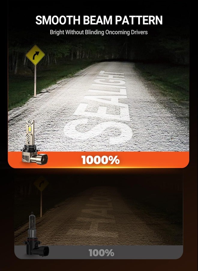 الختم مصابيح SEALIGHT 9006/HB4، 10 مصابيح فائقة السطوع بقوة 45000 لومن، حجم مصباح القيادة L2S 9006 مطابق لمصباح الهالوجين L2S، لون أبيض بارد 6500 كلفن، عمر افتراضي طويل يصل إلى 70000 ساعة مع مروحة تبريد، سهلة التركيب والتشغيل، عبوة من قطعتين - Image 2