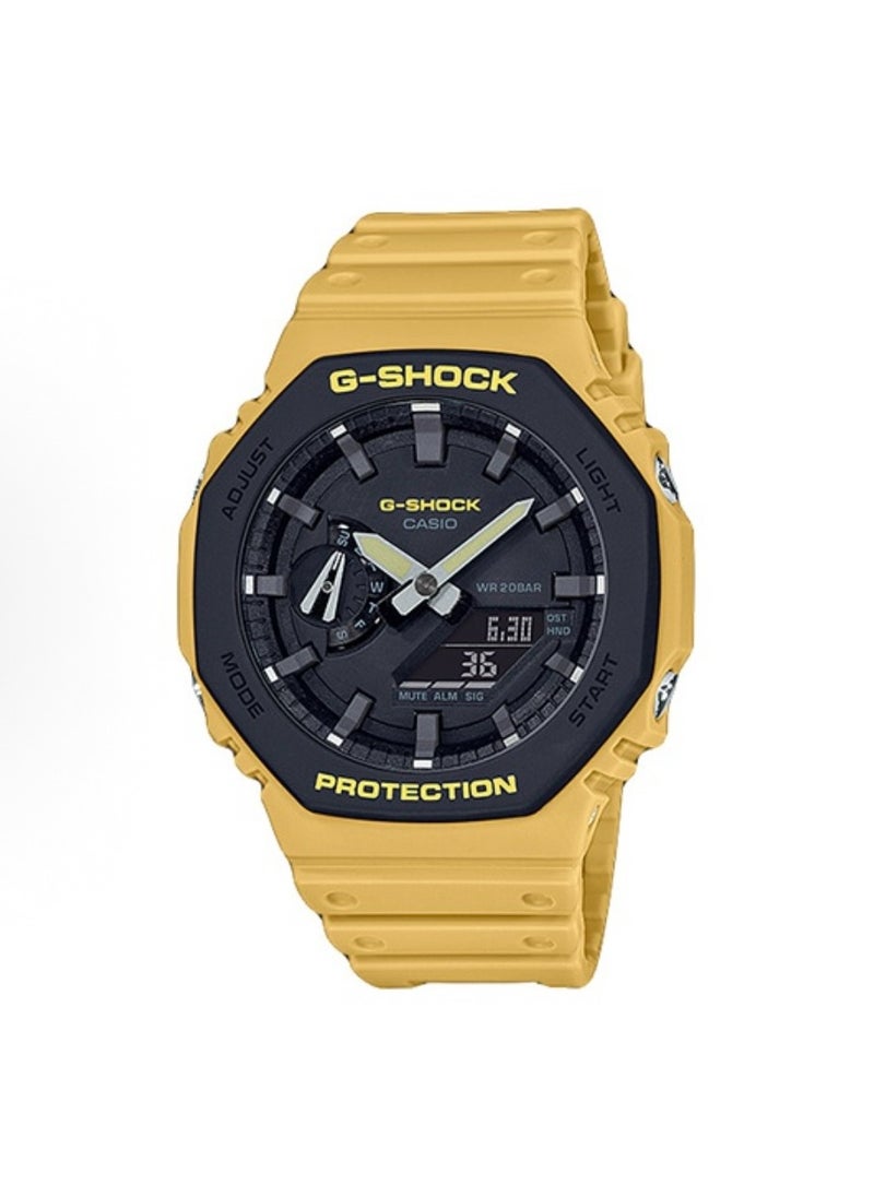 CASIO - octagonal sports waterproof and shockproof watch  GA-2100  black yellow - Image 1