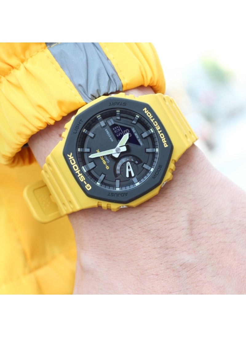 CASIO - octagonal sports waterproof and shockproof watch  GA-2100  black yellow - Image 1