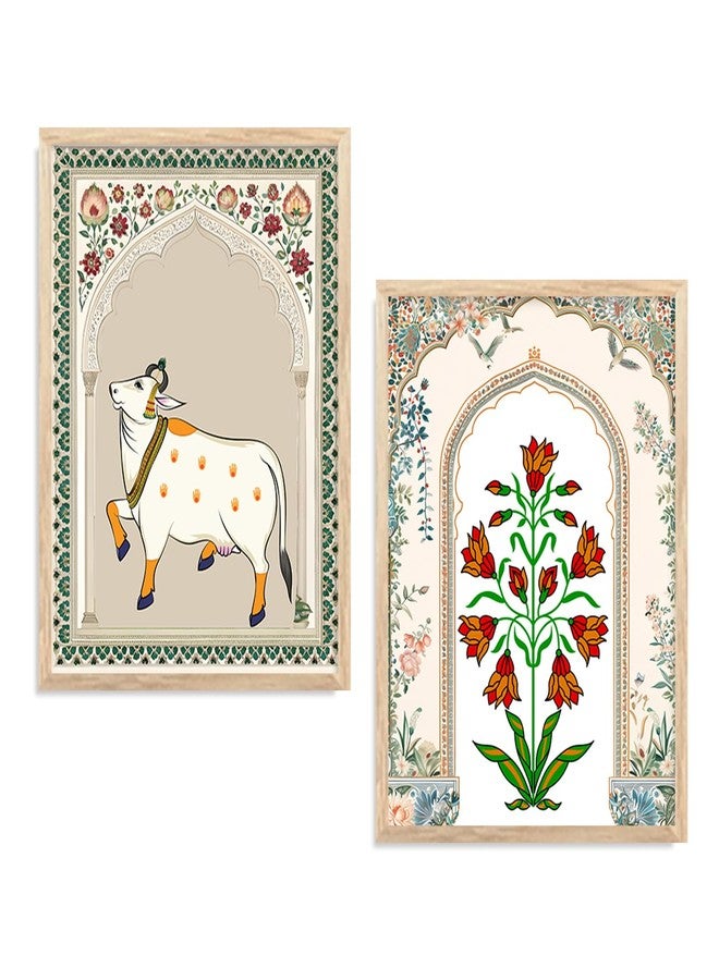 kotart Indian Art Wall Painting Madhubani Home Decoration Frame With For Living Room Bed Room Hotel Wall Decor Digital Reprint Engineered Wood Set of 2 Size 13 X 17 inch - Image 4
