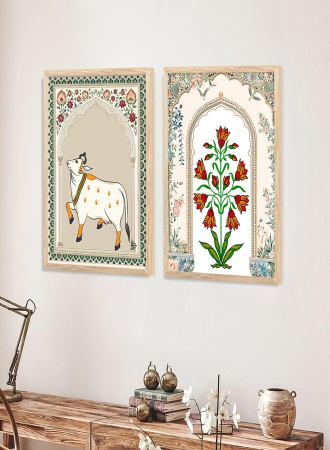 kotart Indian Art Wall Painting Madhubani Home Decoration Frame With For Living Room Bed Room Hotel Wall Decor Digital Reprint Engineered Wood Set of 2 Size 13 X 17 inch - Image 3