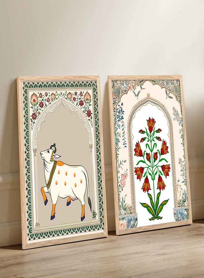 kotart Indian Art Wall Painting Madhubani Home Decoration Frame With For Living Room Bed Room Hotel Wall Decor Digital Reprint Engineered Wood Set of 2 Size 13 X 17 inch - Image 5