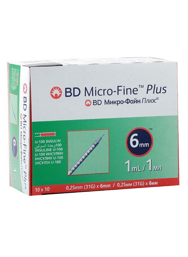 BD Micro-Fine+ Insulin 1 Ml Syringe 0.25 Mm (31G) X 6 Mm 100'S - Image 1