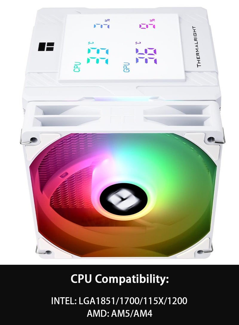Thermalright Thermalright Peerless Assassin 120 Digital ARGB White CPU Cooler Air with 6X6mm Heatpipes, Magnetic Display Board Top Cover,Heatsink CPU Cooler, for AM4/AM5 and Intel lga1700/1851/1150/1151/1200 - Image 1