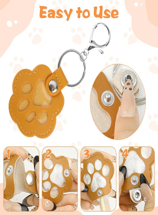 Ryetvok 8 Pcs Pet Paw Shaped Leather Keychain with Lobster Clasp,Pet Hair Keychain Set, Fur Photo Storage Keyring, Portable Memorial Charm For Dog And Cat Lovers, Handmade Bag Purse Key Holder - Image 5