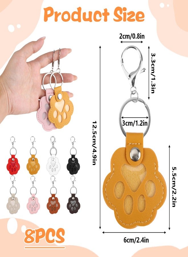 Ryetvok 8 Pcs Pet Paw Shaped Leather Keychain with Lobster Clasp,Pet Hair Keychain Set, Fur Photo Storage Keyring, Portable Memorial Charm For Dog And Cat Lovers, Handmade Bag Purse Key Holder - Image 2