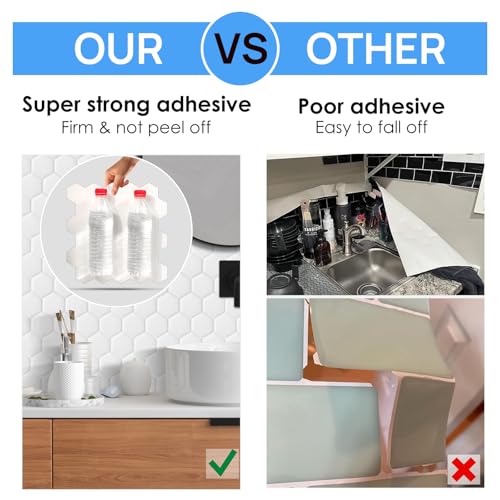WalDecoo 10-Sheet Hexagon Peel and Stick Backsplash for Kitchen, New Upgrade Premium Extra Thicker Design 3D Self Adhesive Wall Tiles, Large Stick on Tiles for Kitchen and Bathroom (12" x 12") - Image 5