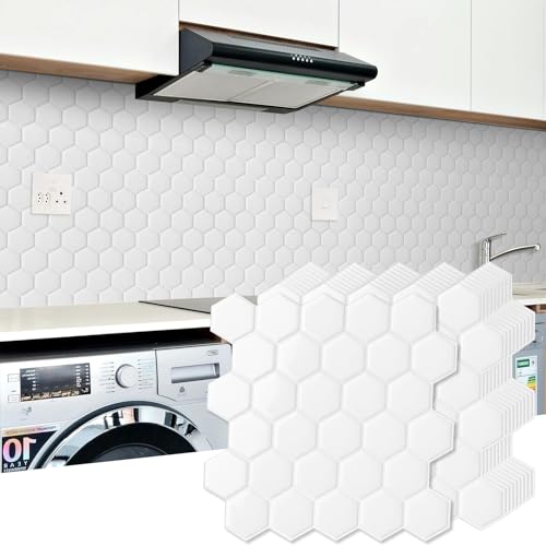 WalDecoo 10-Sheet Hexagon Peel and Stick Backsplash for Kitchen, New Upgrade Premium Extra Thicker Design 3D Self Adhesive Wall Tiles, Large Stick on Tiles for Kitchen and Bathroom (12" x 12") - Image 1