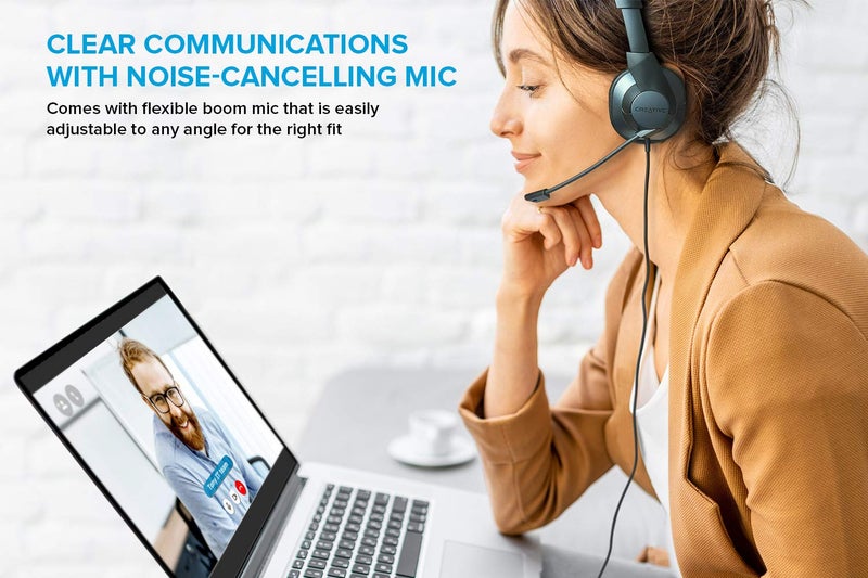 Creative HS-720 V2 USB Digital Audio On-Ear Headset with Noise-Cancelling Condenser Boom Mic, Inline Mic Mute/Calls/Volume Control and Mic-Monitoring Feature, Simple Plug-and-Play for Video Calls - Image 2