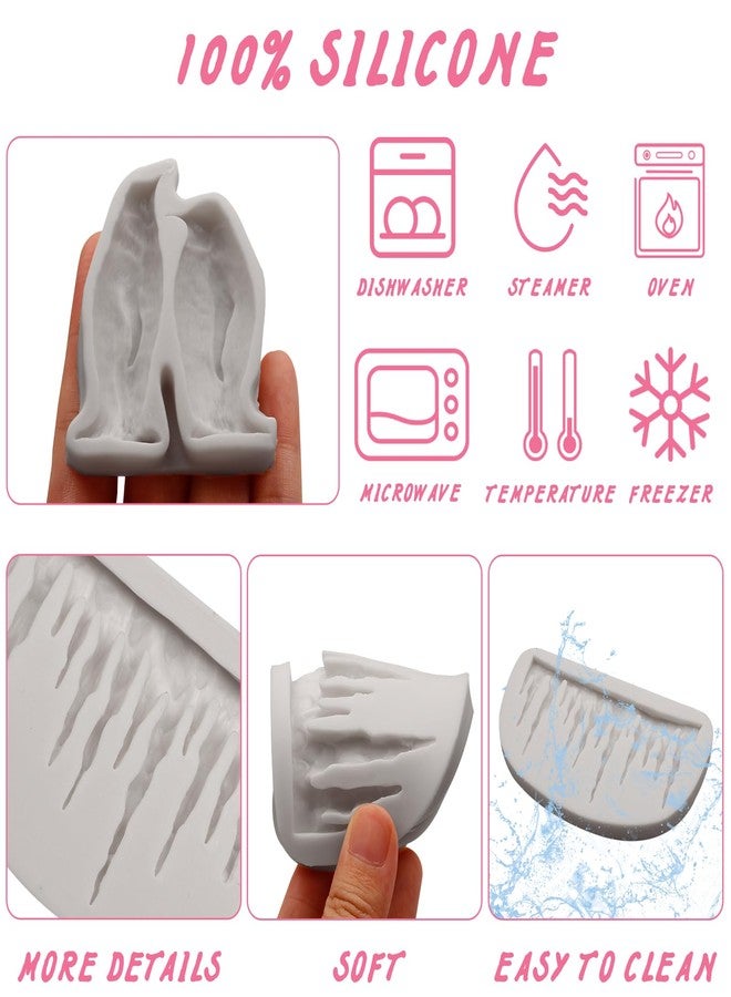 Caregene Penguin Silicone Molds Penguin Cake Decoration 3D Snowflake Icicles Clay Mold for Cake Decorating & Crafts - Image 3