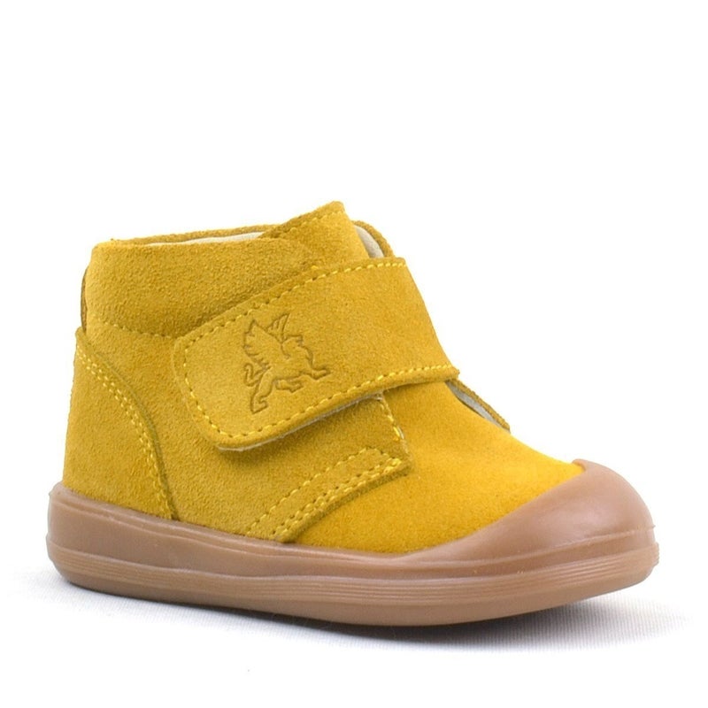 Rakerplus Yohoo Kids' Genuine Leather Yellow Velcro Unisex Shoes by Raker Plus - Image 1