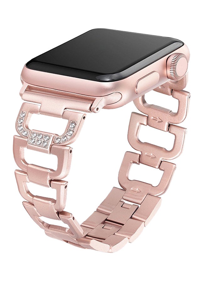 ISank Bling Replacement Sport Wristband For Apple Watch Series 3/2/1 Rose Gold/Clear - Image 2