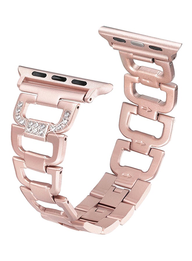 ISank Bling Replacement Sport Wristband For Apple Watch Series 3/2/1 Rose Gold/Clear - Image 1