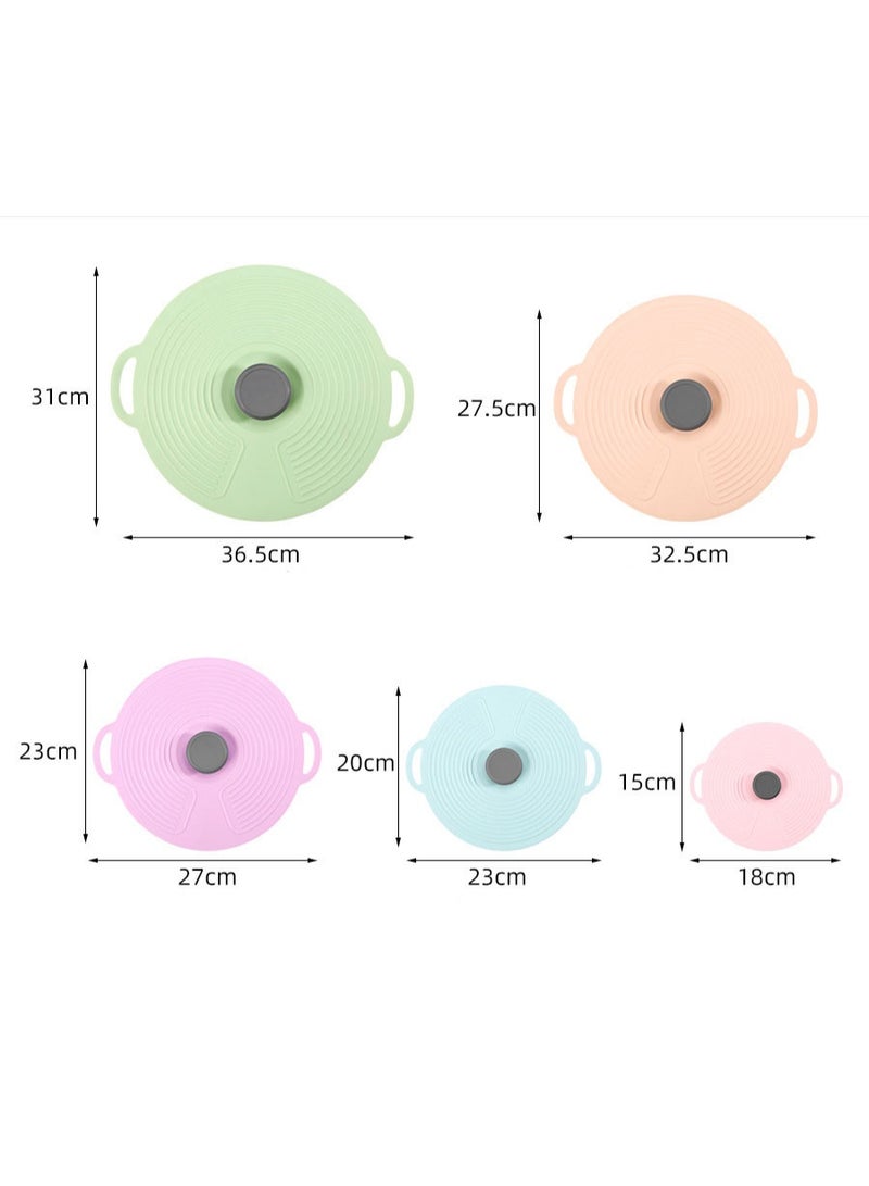 هومستر 5 قطع أغطية سيليكون ماصة، أغطية طعام ملونة، إغطية ماصة قابلة لإعادة الاستخدام مقاومة للحرارة للاستخدام في الميكروويف، تُستخدم على الأكواب والوعاء والأطباق والوعاء والمقاليات والفرن والثلاجة، خالية من BPA، 15x18 سم - Image 1