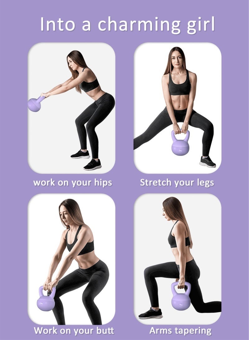 كيلا أوزان كيتل بيل الناعمة المصنوعة من مادة البولي فينيل كلوريد لتدريب القوة، كيتل بيل لرفع الأثقال وتدريب الجذع، تتوفر بوزن 4 كجم و6 كجم للاختيار من بينها - Image 3