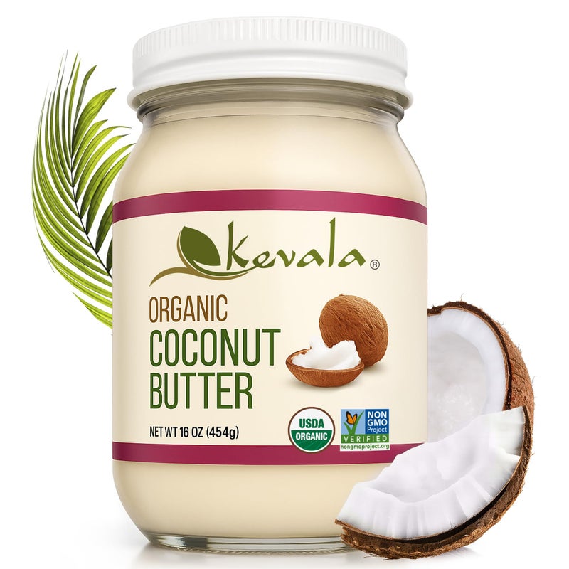 Kevala Organic Coconut Butter - Raw, Cold-Pressed Spread & Cream Alternative for Baking, Desserts & Toast - Vegan, Gluten-Free, Glass Jar, Non-GMO | 16 oz - Image 1