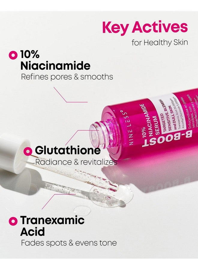 NINELESS B-Boost 10% Niacinamide Serum - Face Serum for Even Skin Tone - Tranexamic Acid & Glutathione - Revialize Complexion - Korean Skincare, 1.01 fl.oz. - Image 3