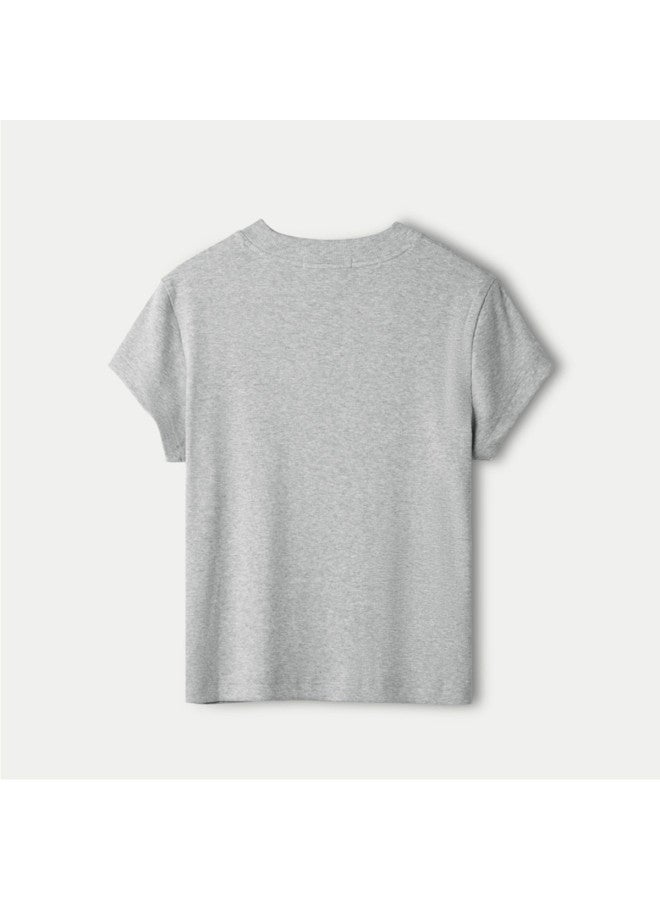 HLA 25 Summer Round Neck Straight Stretch Soft Knitted Women'S Short-Sleeve T-Shirt - Image 4