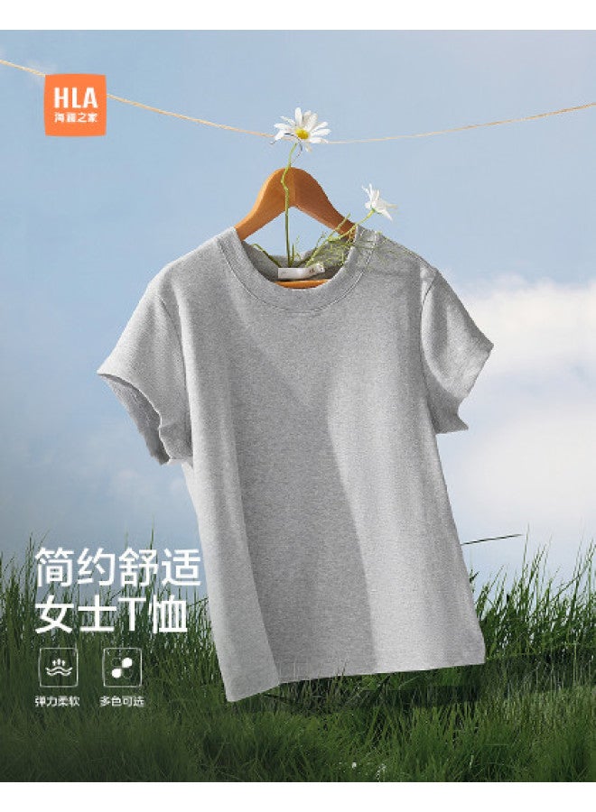 HLA 25 Summer Round Neck Straight Stretch Soft Knitted Women'S Short-Sleeve T-Shirt - Image 1