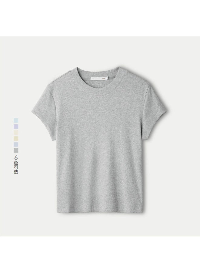 HLA 25 Summer Round Neck Straight Stretch Soft Knitted Women'S Short-Sleeve T-Shirt - Image 3
