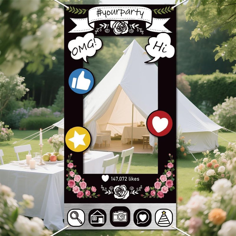 [Huge price cut] WADORN Social Media Photo Frame Props for Party Decor, 5.9x2.9ft Booth Selfie Frame with Emoji Speech Bubble Photo Door Backdrop Props Decor Large Fabric Photography Background Party Supplies Regular scheduled transit Multi-use well optimized build Market aligned local stock Globally popular elegant design Comfortable to use Cross product compatible Long service life Transit & use compatible Dust tight seal Unprecedented discount Affordable for all customers Storage transit efficiency build Low wear optimized design Water rust proof Practical daily solution New to market All-round applied quality Best market price Easy assemble alternatives Special bargain price Precision processed material Extra part combo compatible Shoppers pick Matte anti slip finish - Image 1