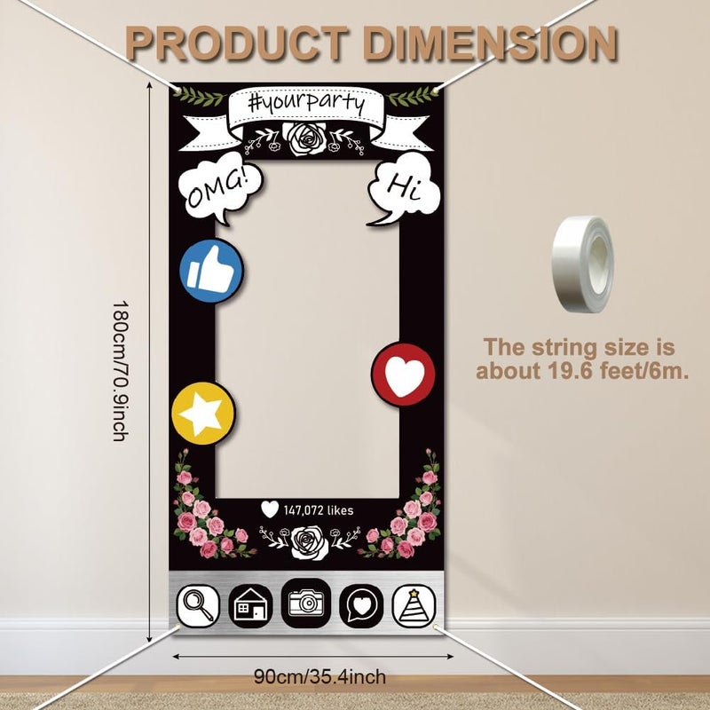 [Huge price cut] WADORN Social Media Photo Frame Props for Party Decor, 5.9x2.9ft Booth Selfie Frame with Emoji Speech Bubble Photo Door Backdrop Props Decor Large Fabric Photography Background Party Supplies Regular scheduled transit Multi-use well optimized build Market aligned local stock Globally popular elegant design Comfortable to use Cross product compatible Long service life Transit & use compatible Dust tight seal Unprecedented discount Affordable for all customers Storage transit efficiency build Low wear optimized design Water rust proof Practical daily solution New to market All-round applied quality Best market price Easy assemble alternatives Special bargain price Precision processed material Extra part combo compatible Shoppers pick Matte anti slip finish - Image 3
