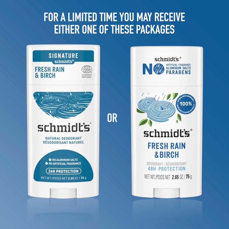 Schmidt's Aluminum-Free Vegan Deodorant Fresh Rain & Birch with 24 Hour Odor Protection, 2 Count for Women and Men, Natural Ingredients, Cruelty-Free, 2.65 oz - Image 4