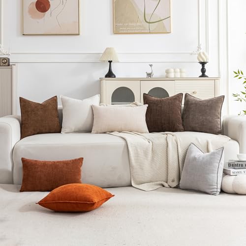 Cozoomy Set of 2 Soft Textured Decorative Throw Pillow Covers 18x18 Inch Cozy Farmhouse Cushion Cover Square Accent Pillow Cases for Bed Couch Sofa Living Room Taupe Grey - Image 3