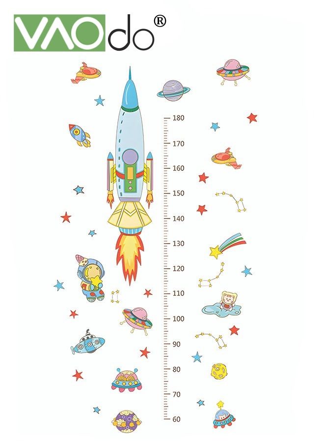 فاو دو ارتفاع قياس الجدار ملصقا للأطفال بين النجوم الصواريخ نمط ماء بك المواد الأطفال غرفة الديكور مناسبة لغرفة المعيشة غرفة نوم الشرفة خلفيات - Image 1