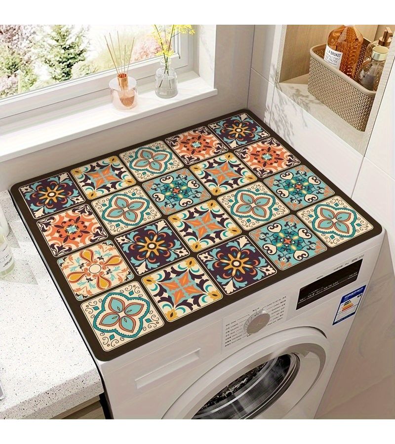 Blue Grid Diatomaceous Earth Washing Machine Cover 23.62x19.69 Inch Waterproof - Image 4