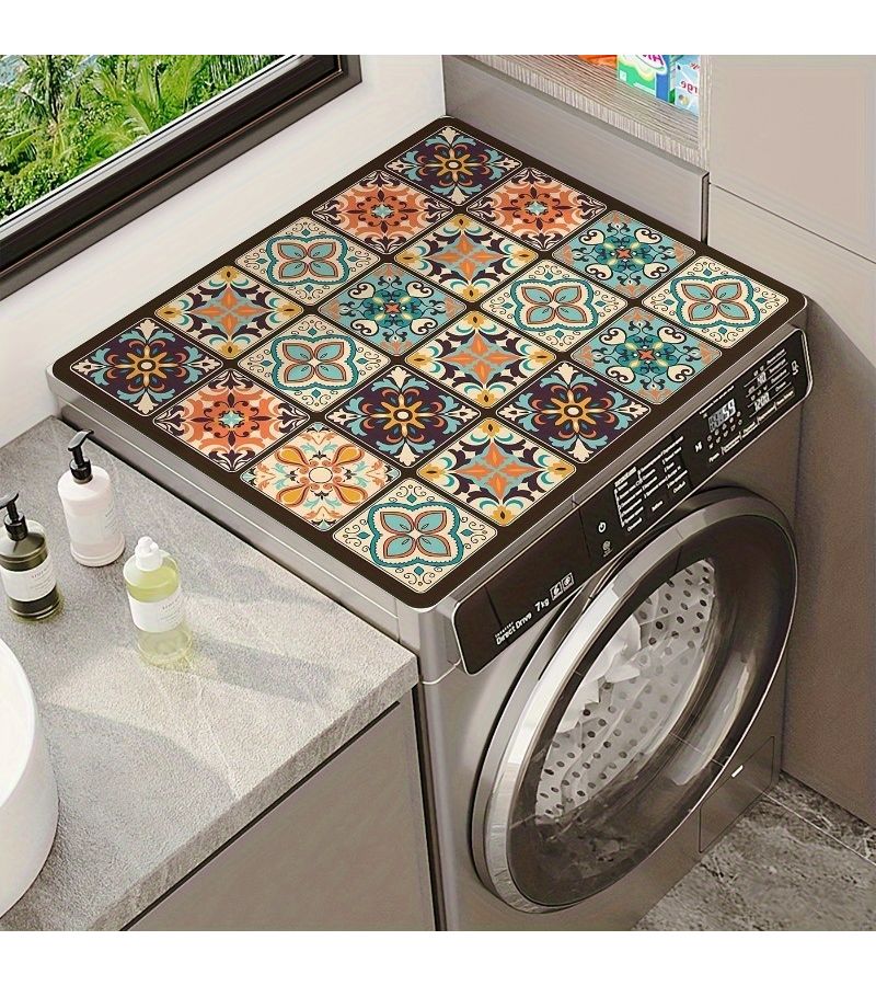 Blue Grid Diatomaceous Earth Washing Machine Cover 23.62x19.69 Inch Waterproof - Image 2
