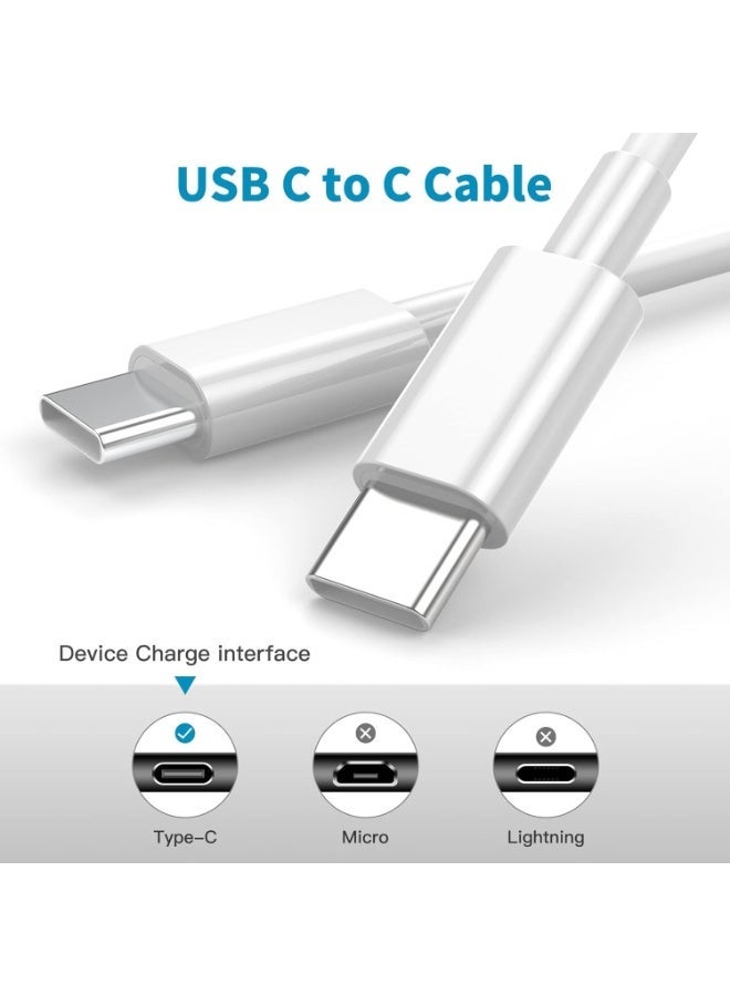 Univer Tang USB C to USB C Fast Charging Cable 2M, 60W PD Power Delivery Braided Type-C Charger Cord with E-Mark Chip, Compatible with iPhone 16/15 Series, iPad Mini/Pro, MacBook Pro/Air, Samsung S25/S24, Xiaomi, Huawei – White - Image 2