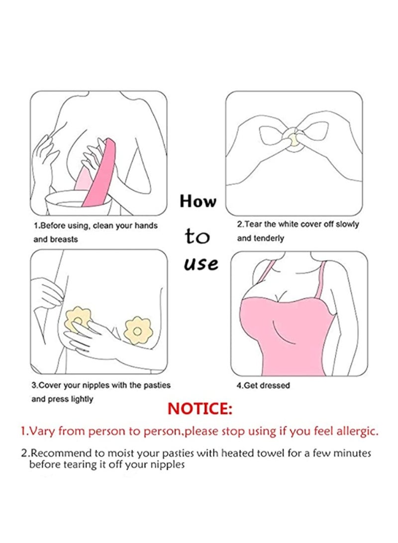 Nipple Covers Disposable Breast Pasties Comfortable, Adhesive Satin Petals Pasties for Women Plum Shaped Disposable Breast Covers Self-adhesive Petal Bra Pasties10 Pairs - Image 4