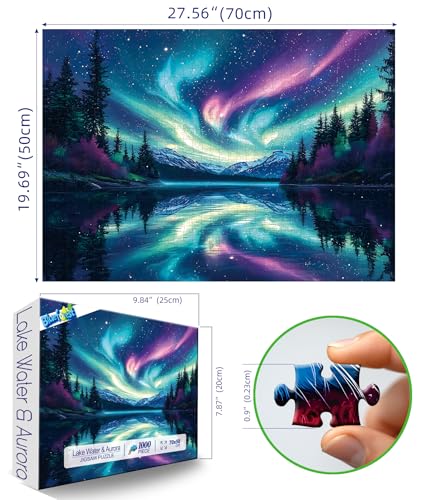 Blueforest 1000 Piece Puzzles for Adults The Lake Water The Arctic Aurora Puzzle for Adults Hard Challenge Art Jigsaw Puzzles for Gifts Birthday Party Games Family 275 197 inch Dust Free - Image 5